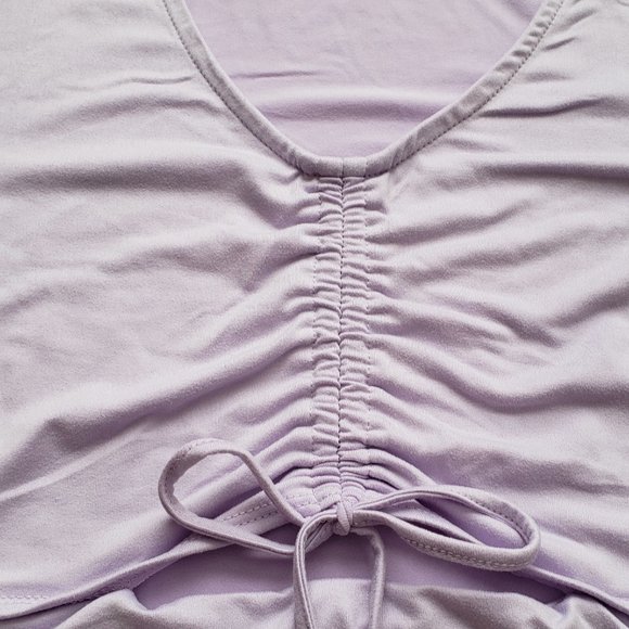 FULL CIRCLE TRENDS Front Drawstring Short Sleeve Top - Picture 3 of 5